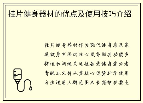 挂片健身器材的优点及使用技巧介绍