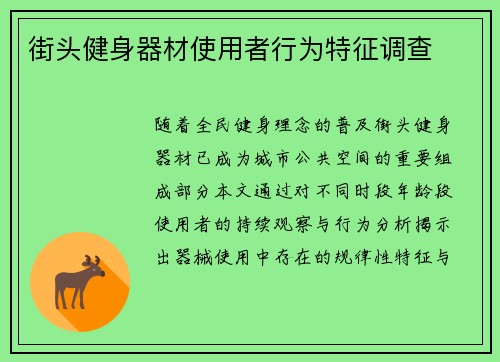 街头健身器材使用者行为特征调查